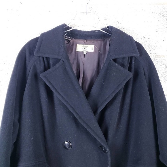 Valentino Miss V Black Double Breasted Notch Collar Long Trench Coat Size 46/12 - Picture 3 of 8